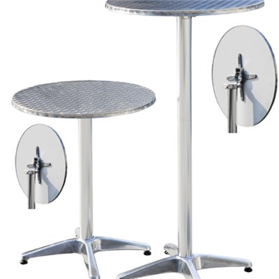Adjustable Round Aluminum Bar Table With Two Height Options