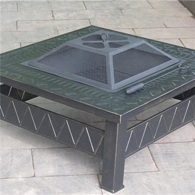 81x81x44cm Steel Metal Square Garden Fire Pit Table For Outdoor Use