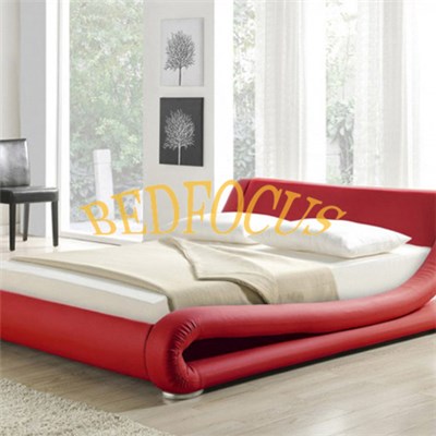 Faux Red Color PU Leather Bed Bed-P-111