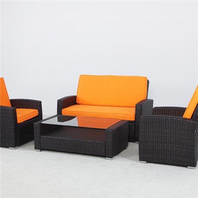 4pc KD Wicker Set With 8cm Water Proof Polyester Cushion And Pillow