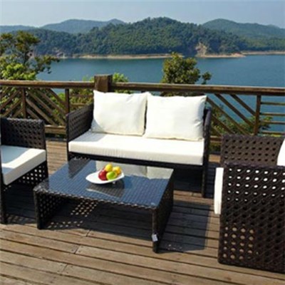 Hot Selling 4pc Wicker Set With 10cm Water Proof Polyester Cushion And Pillow