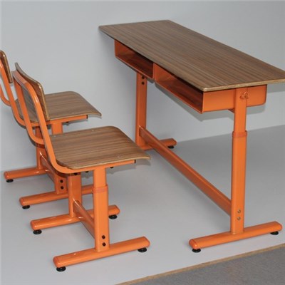 Plywood Double Height Adjustable School Desk And Chair