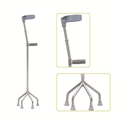 #JL933A – Height Adjustable Lightweight Walking Forearm Crutch With Small Quad Base & Comfortable Handgrip, Gray