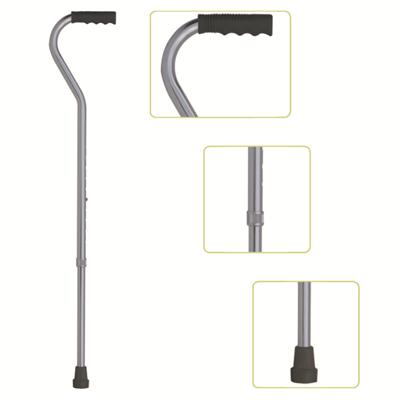 #JL928L – Height Adjustable Lightweight Offset Handle Walking Cane With Comfortable Handgrip, Silver