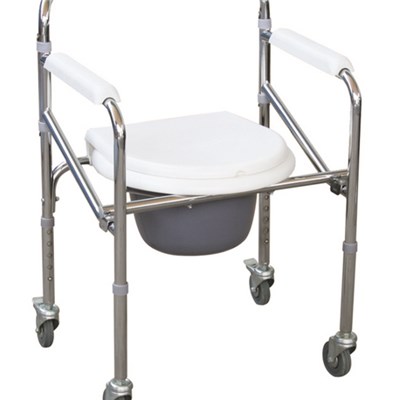 Stainless Steel Wheelchair with Commode
