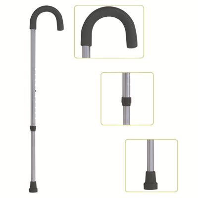 #JL9281L – Height Adjustable Lightweight Round Handle Walking Cane With Comfortable Foam Handgrip, Silver