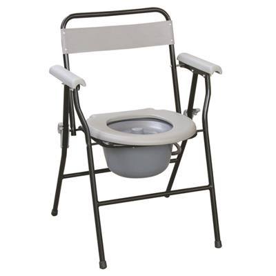 #JL899 – Folding Steel Commode Chair With Plastic Armrests & Backrest