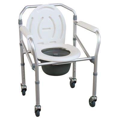 #JL696L – Aluminum Lightweight Folding Commode Chair With Plastic Armrests & 3 Wheels