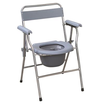 #JL890 – Folding Steel Commode Chair With Plastic Armrests & Backrest