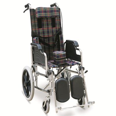 #JL212BCG – Chromed Reclining Wheelchair With Flip Back Armrests, Detachable & Elevating Footrests, MAG-Style Wheels