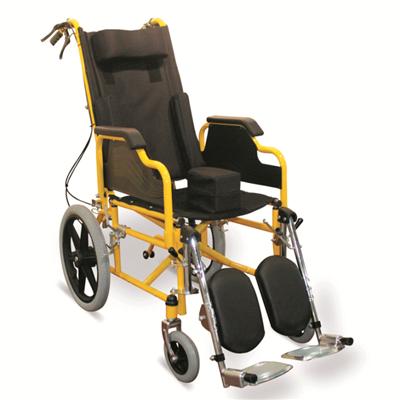 #JL213BCGJ – Attractive Yellow Reclining Wheelchair With Flip Back Armrests, Detachable & Elevating Footrests, MAG-Style Wheels