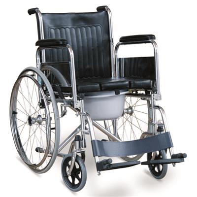 #JL681U - Commode Wheelchair With U Seat Panel, Flip Down Armrests & Detachable Footrests