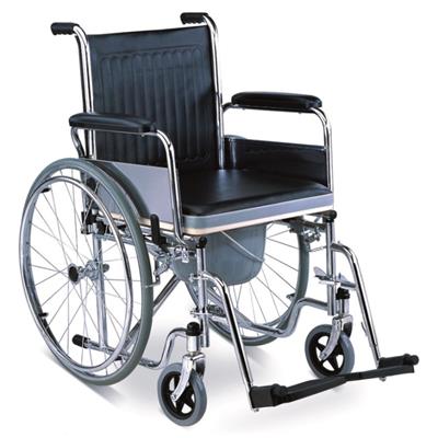 #JL682 - Commode Wheelchair With Flip Down Armrests & Detachable Footrests