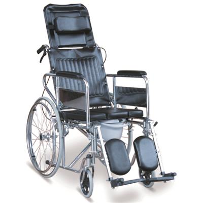 #JL609GC – Reclining Commode Wheelchair With Detachable Armrests & Detachable Elevating Footrests