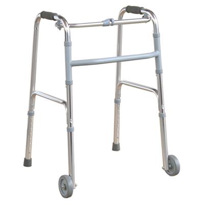 #JL912L – Single Button Release Folding Walker With 4 Front Wheels & Height Adjustable