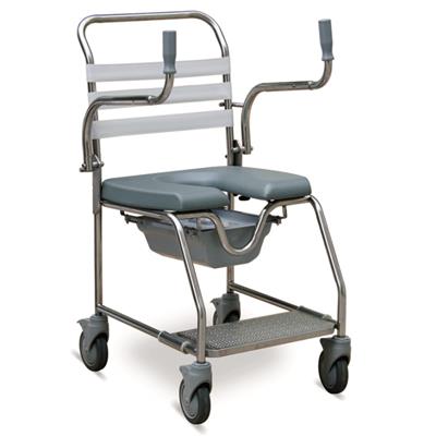 #JL698S – Simple Stainless Steel Shower Commode Wheelchair With Detachable Armrests