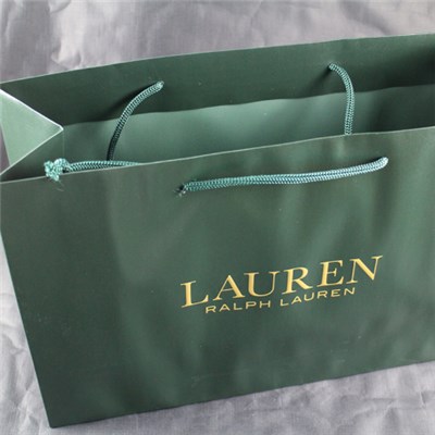 Brand Green Dyed Paper Shopping Bag With Foil Logo