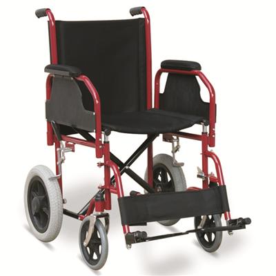 #JL904B – 31 lbs. Economic Steel Transport Wheelchair With Detachable Armrests & Footrests, 12 Rear Wheels With MAG Hubs & Pneumatic Tires