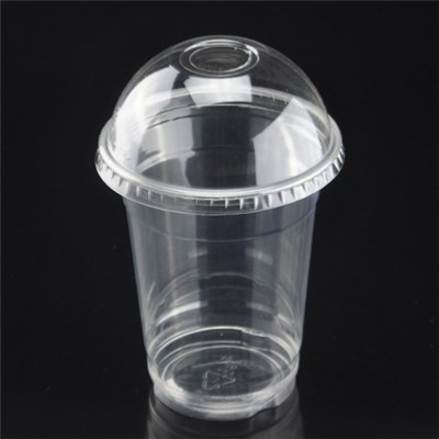 16oz/500ml PET Clear disposable cups with dome lid/flat lid for juice, 100*63*122mm