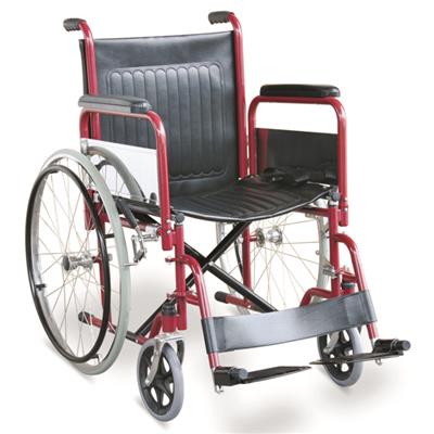 #JL903 - Red Manual Wheelchair With Detachable Armrests & Footrests
