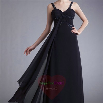 Beaded Chiffon Black Prom Dresses P1602