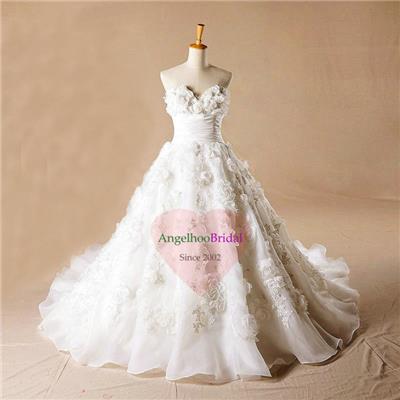 Organza Wedding Dress With Handmade Flowers WD1517