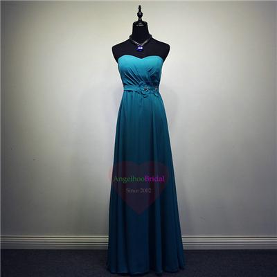 Blue Floor Length Chiffon Bridesmaid Dresses BM1504