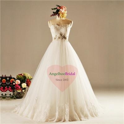 Beaded A Line Tulle Wedding Dresses WD1509