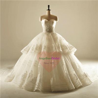 Draped Lace Bridal Ball Gowns WD1505