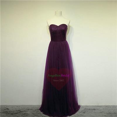 Convertiable Purple Tulle Bridesmaid Dresses BM1530