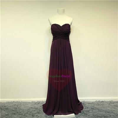 Floor Length Purple Chiffon Bridesmaid Dresses BM1539