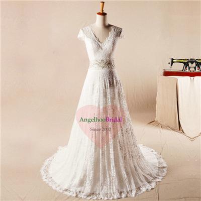A Line Vintage Lace Wedding Dresses WD1560