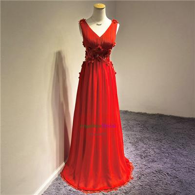 Bright Red Chiffon Prom Dresses P1525