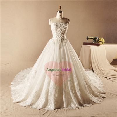 Lace Wedding Dresses With Cathedral Train WD1549