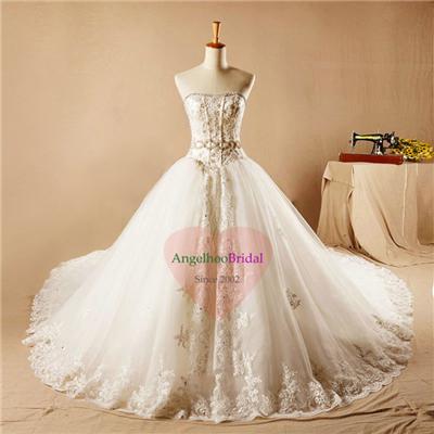 Cathedral Train Lace Ball Gowns WD1521