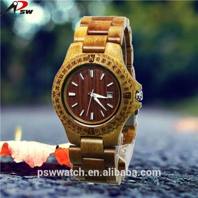 2016 Wood Watch Date and Day Function Zebra Wood Watch
