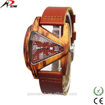 Genuine Leather Bamboo Wood Watch