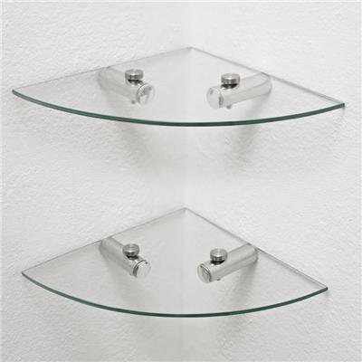 Corner Clear Glass Shelves Sector Shape For Kitchen Room