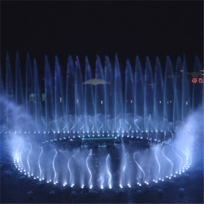 Beautiful water fountain show in the theme park