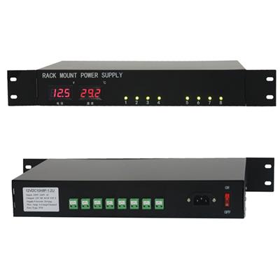 8 Channel 25 Amp 1.5U Rack Mount 12V DC Led Display Security Power Supply (12VDC25A8P-1.5U)