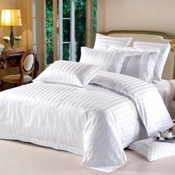 bleached white/dyed sateen stripe/check duvet covers for hotel