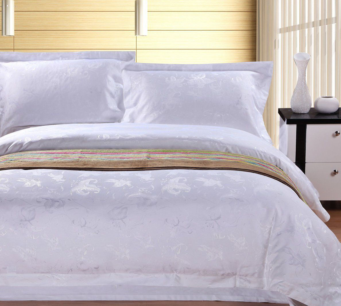 bleached white/dyed sateen/satin duvet covers for hotel