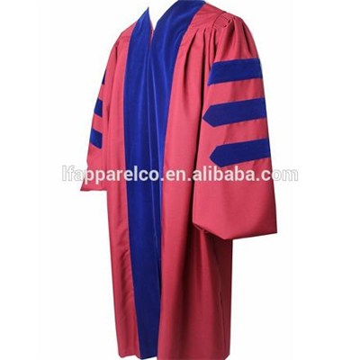 High Quality Doctoral Gown With Royal Blue Velvet