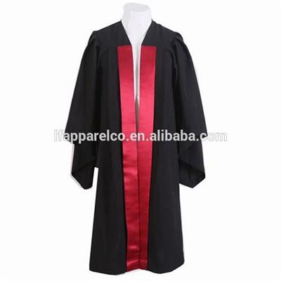 Black Graduation Master Gown With Red Satin In Front