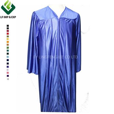 Graduation Shiny Gown Plus Piping Royal Blue