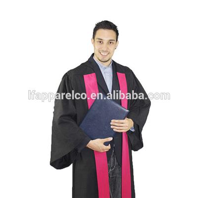 Doctoral Gown-Black Color Polyester With Pink Front Banner