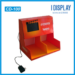 Customized Made Paper Material Cosmetic Product Display Stands With LCD Screen