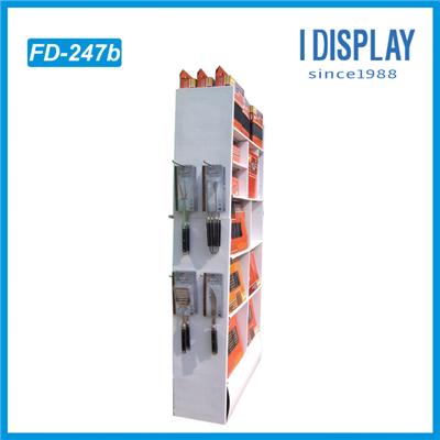 POS Cardboard Sidekick Display With Hooks For Consumer Electronics Accessories