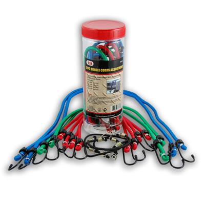 12PC Assorted Bungee Cords Plastic Tube