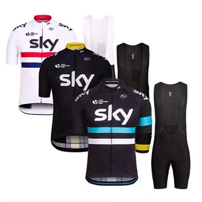Tour De France Team Cycling Jerseys Sets have Short Sleeves and Bib Pants for Men